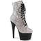Чоботи Pleaser Adore-1020RS *7 дюймів на підборах, 2 3/4 дюйма з прикрасою PF RS, блискавка збоку, сріблясті/чорні