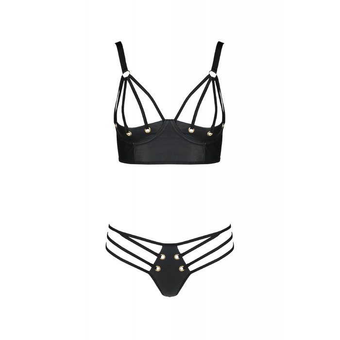 Комплект белья Бра с открытой грудью и Трусики MALWIA BIKINI black S/M - Passion