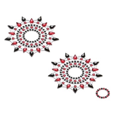 Украшения со стразами для груди Gloria Petits Joujoux, красно-черные
