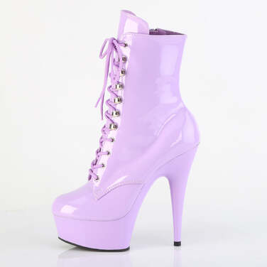 Ботильоны Delight-1020, каблук 6 дюймов, высота ботинок 3,5 см, шнуровка спереди, молния сбоку, лавандовый лак
