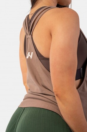 Майка Sleeveless Loose Cross Back Tank Top 'Feeling Good' Brown 419