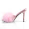 Slides Classique-01F Тапочки з хутра марабу на підборах 4 дюйми, Baby Pink