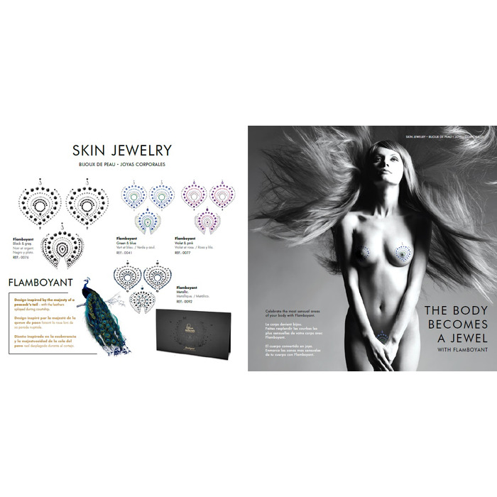 Прикраси для грудей та бікіні зі стразами Flamboyant від Bijoux Indiscrets, сріблясто-чорні