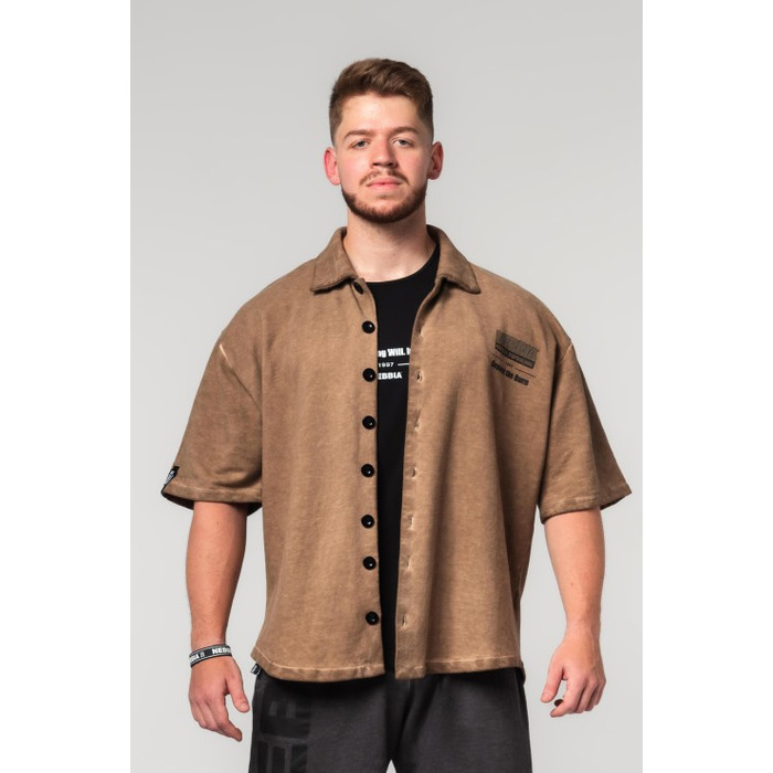 Сорочка Nebbia Washed-off Oversized Shirt 90s THROWBACK Light Brown 347