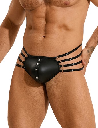 Стринги мужские черные STAR Night с регулирующими резинками по бокам, M