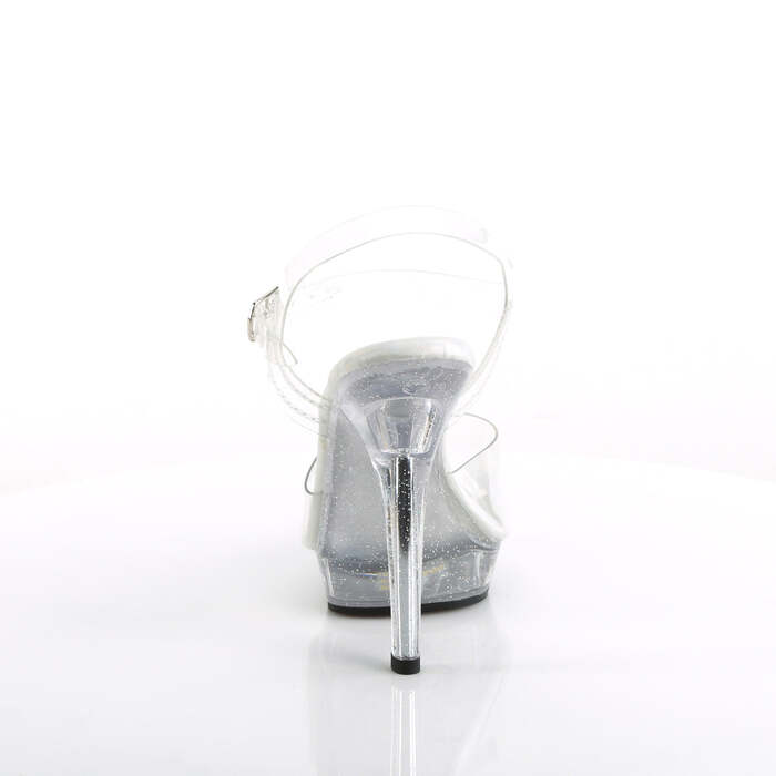 Босоножки Lip-108MG. Каблук 5 дюймов, ремешок на щиколотке шириной 3/4 дюйма, с мелкими блестками, прозрачные.