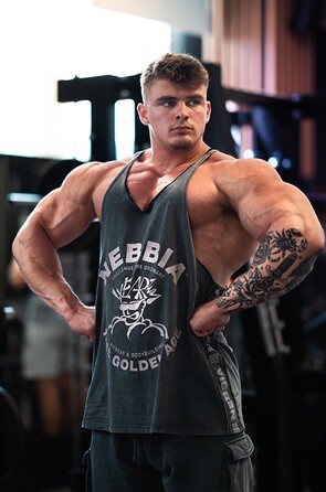 Майка Nebbia Washed Muscle Back Stringer GOLDEN AGE Black 791
