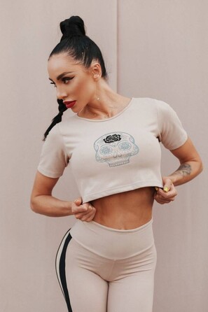 Топ спортивний Fitzona BROWN TEE Short Sleeve жіночий, еластичний для фітнесу