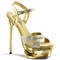 Босоножки Pleaser Eclipse-619G, каблук 6 1/2 дюйма, босоножкии с вырезом PF и перекрещивающимися ремешками, золотистые