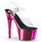 Босоніжки Pleaser Adore-708 на підборах 7 дюймів, босоніжки з ремінцем на щиколотці 2 3/4 дюйма з хромованим покриттям Btm, прозорі/рожеві