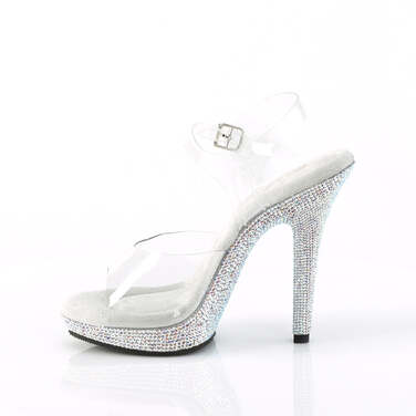Босоніжки Lip-108DM на підборах 5 дюймів, босоніжки з ремінцем на щиколотці 3/4 дюйма, зі стразами, прозорі/срібні