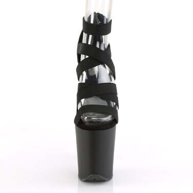 Босоножки Flamingo-859, каблук 8 дюймов, ремешок на щиколотке 4 дюйма, перекрещивающиеся ремни, молния сзади, черная веганская кожа/черный