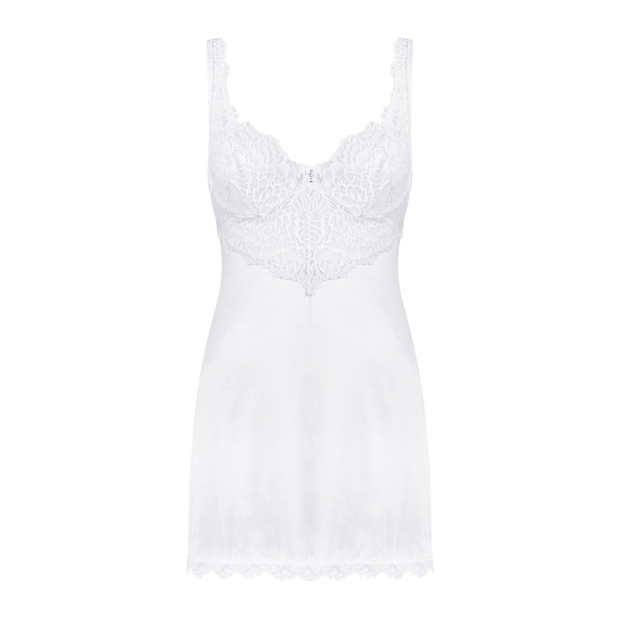 Комплект Obsessive Amor Blanco сорочка з мереживом та трусиками-стрінгами в комплекті, S/M