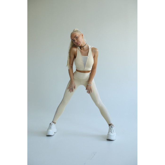 Спортивный топ Fitzona Beige с поддержкой для йоги и фитнеса