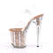 Босоножки Pleaser Flamingo-808G. Каблук 8 дюймов, ремешок на щиколотке 4 дюйма, прозрачный/розовое золото.