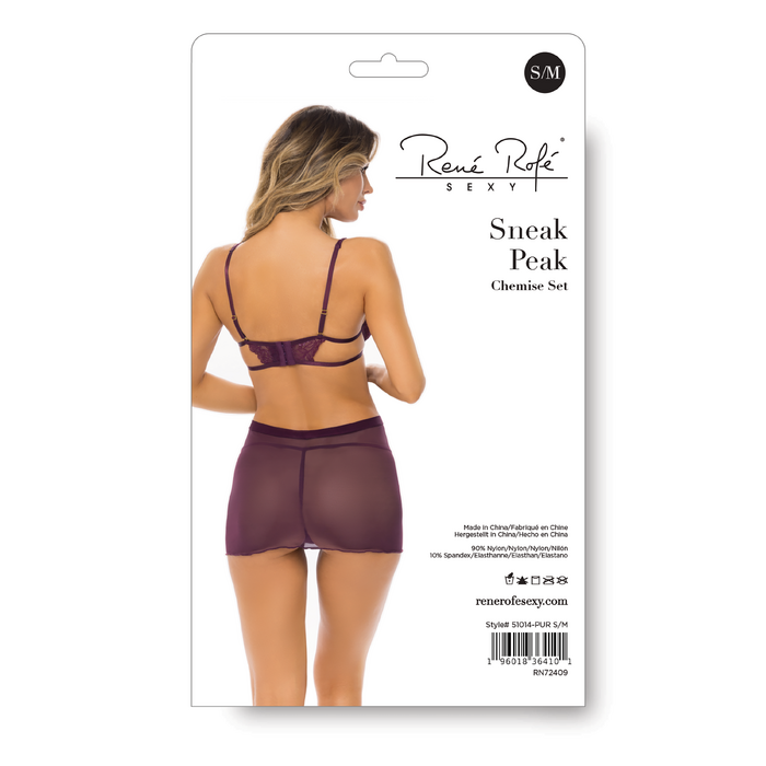 SNEAK PEAK CHEMISE SET PURPLE, S/M