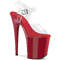 Босоніжки Pleaser Flamingo-808 на підборах 8 дюймів, босоніжки з ремінцем на щиколотці 4 дюйми, прозорі/червоні