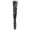 Сапоги Pleaser Adore-3000HWR, каблук 7 дюймов, эластичный ботинок PF 2 3/4 дюйма, молния сбоку, чёрный с чёрной голограммой