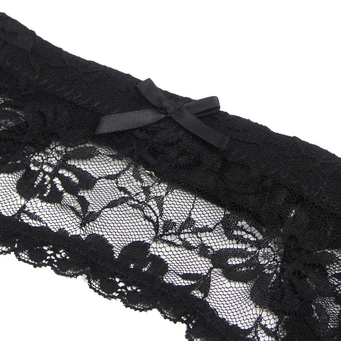 Комплект пояс для панчіх з трусиками StarNight мереживний, чорний, XS-S