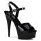 Босоніжки Pleaser Delight-609 на підборах 6 дюймів, босоніжки з ремінцем на щиколотці 1 3/4 дюйма, чорні