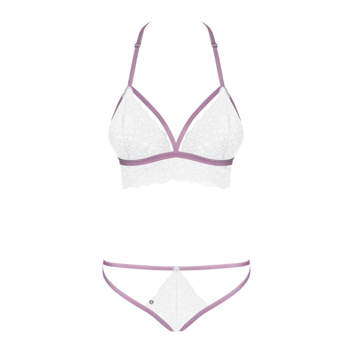 Эротичный комплект кружевной Obsessive Lilyanne 2-pcs set white S/M