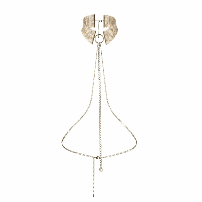 Ожерелье-ошейник с цепочкой Bijoux Indiscrets золотое, 59 см