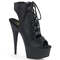 Ботильоны Pleaser Delight-600-20, каблук 6 дюймов, PF 1 3/4 дюйма, открытый носок, шнуровка спереди на пятке, чёрная искусственная кожа/чёрный