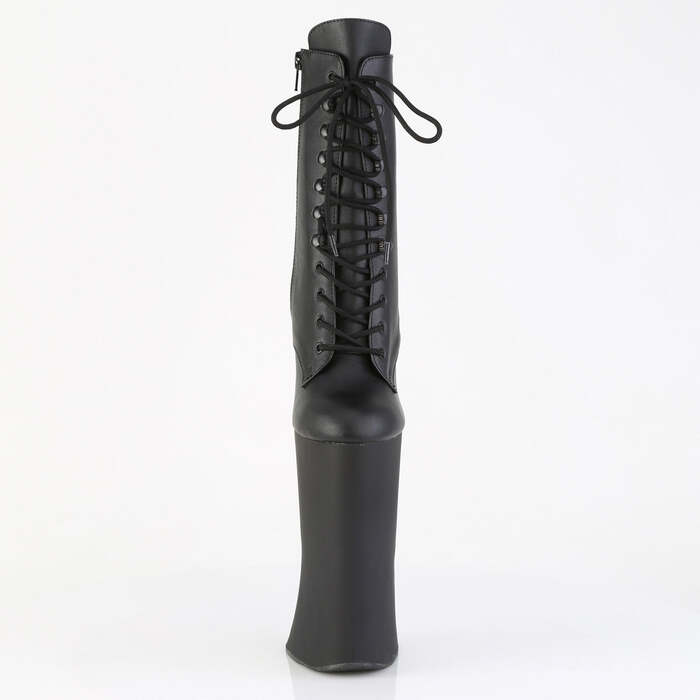 Чоботи Forbidden-1020 без підборів, 11 дюймів, зі шнурівкою спереду 6 1/4 дюйма, з внутрішньою блискавкою, чорні, веганська шкіра