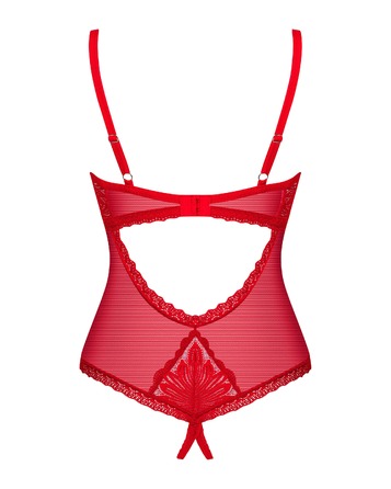 Ажурне боді з відкритим доступом Obsessive Chilisa червоне, XS/S