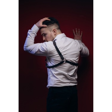 Портупея чоловіча One Size P30, натуральна шкіра, чорна