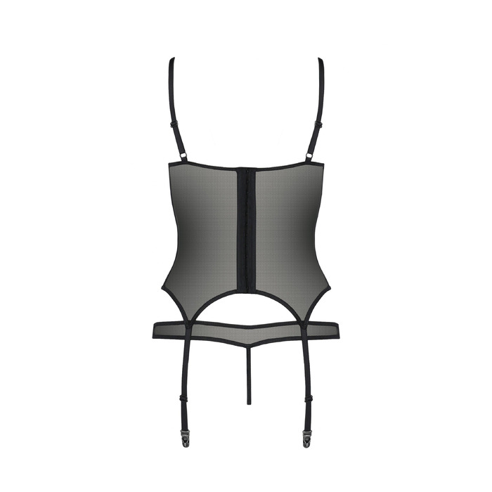 Корсет з відкритими грудьми та трусики HEIDI CORSET black S/M - Passion