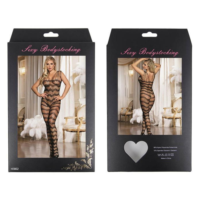 Комбінезон у сіточку, напівпрозорий Star Night, чорний, XS-M