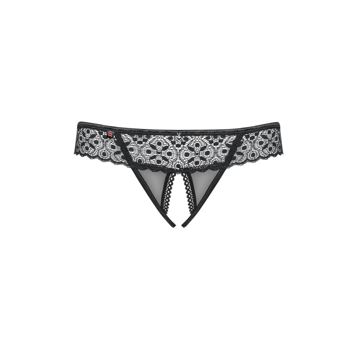 Стринги з інтимним вирізом Obsessive Shibu crotchless thong black S/M