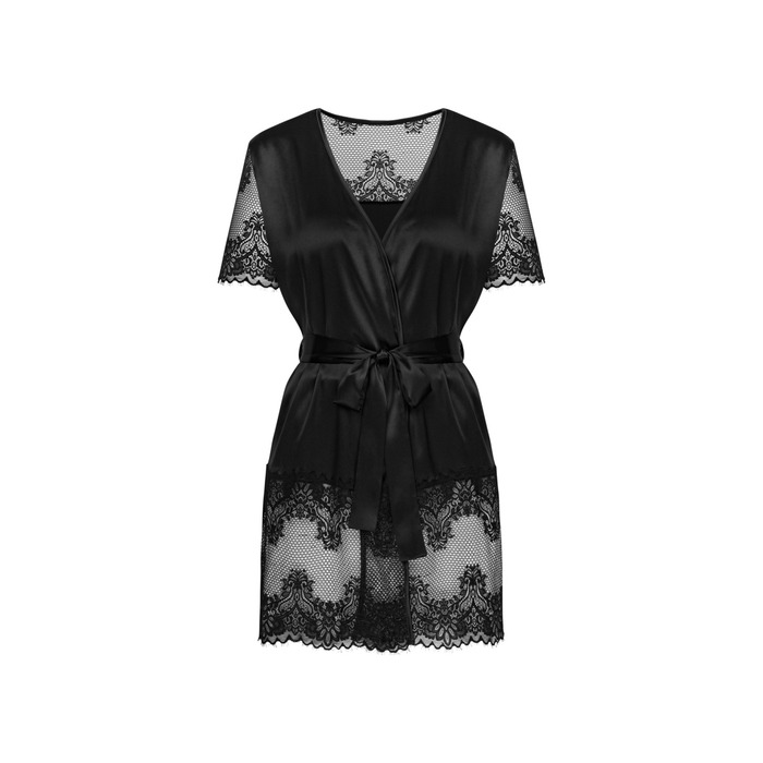 Сексуальный черный халат Obssesive Maderris peignoir M/L