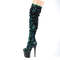 Чоботи Pleaser Flamingo-3004 *8 дюймів на підборах, 4 дюйми з вільним чобітком, блискавка збоку, зелені/чорні