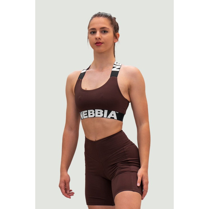 Топ Nebbia Medium-Support Criss Cross Sports Bra ICONIC Dark Brown 230