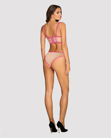Комплект Obsessive топ та трусики, тілесно-рожевий, L/XL