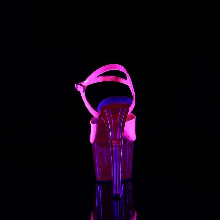 Босоножки Adore-709UVT. Каблук 7 дюймов, ремешок на щиколотке шириной 2 3/4 дюйма с УФ-отверждающим покрытием, розовые.