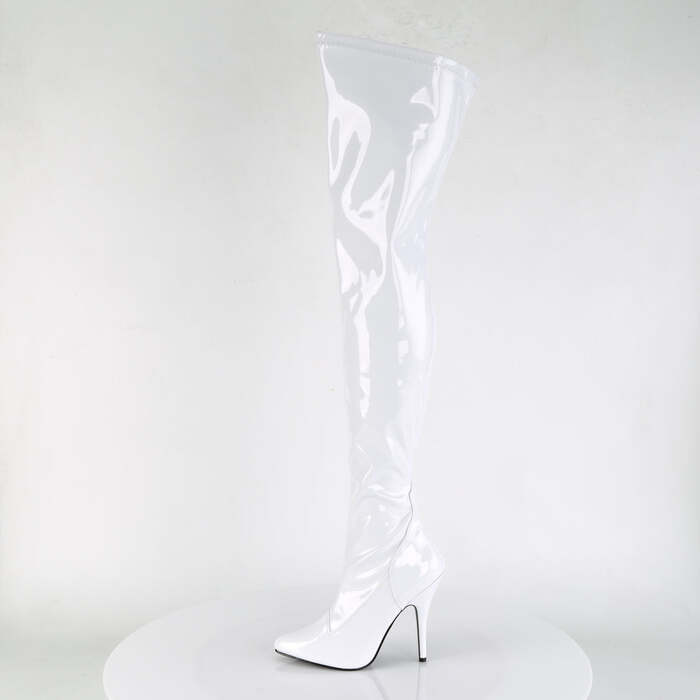 Сапоги-ботфорты Seduce-3000, 12 см, однотонные, эластичные, белые