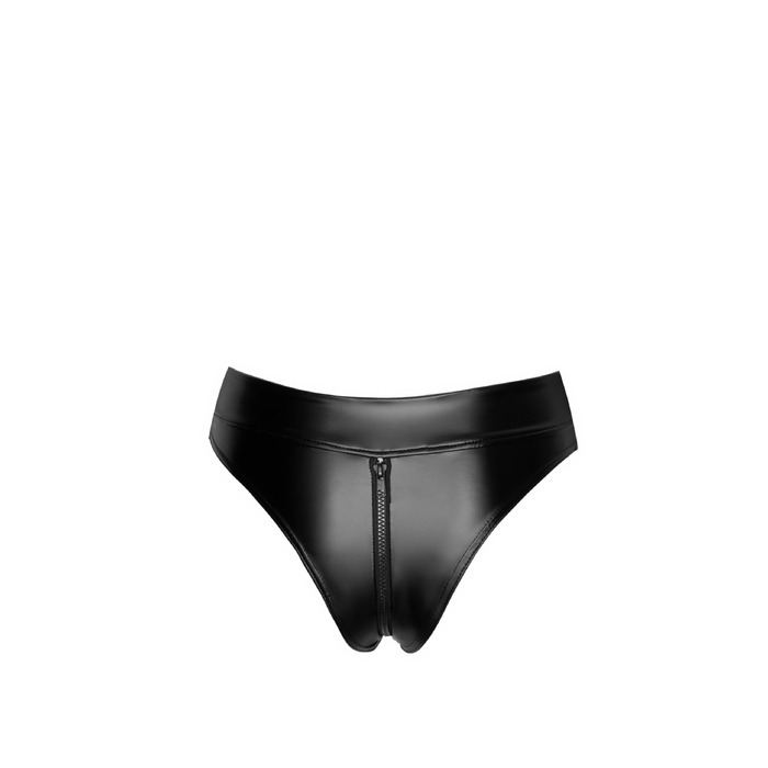 Сексуальные виниловые трусики с молнией Noir Handmade F260 черные, M