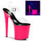 Босоніжки Pleaser Flamingo-808UV на підборах 8 дюймів, ремінець на щиколотці 4 дюйми з неоновим УФ-реактивним покриттям, прозорі/рожеві