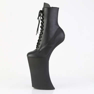 Чоботи Forbidden-1020 без підборів, 11 дюймів, зі шнурівкою спереду 6 1/4 дюйма, з внутрішньою блискавкою, чорні, веганська шкіра