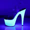 Босоніжки Pleaser Adore-708UV на підборах 7 дюймів, з ремінцем на щиколотці 2 3/4 дюйма з неоновою підошвою, прозорі/білі