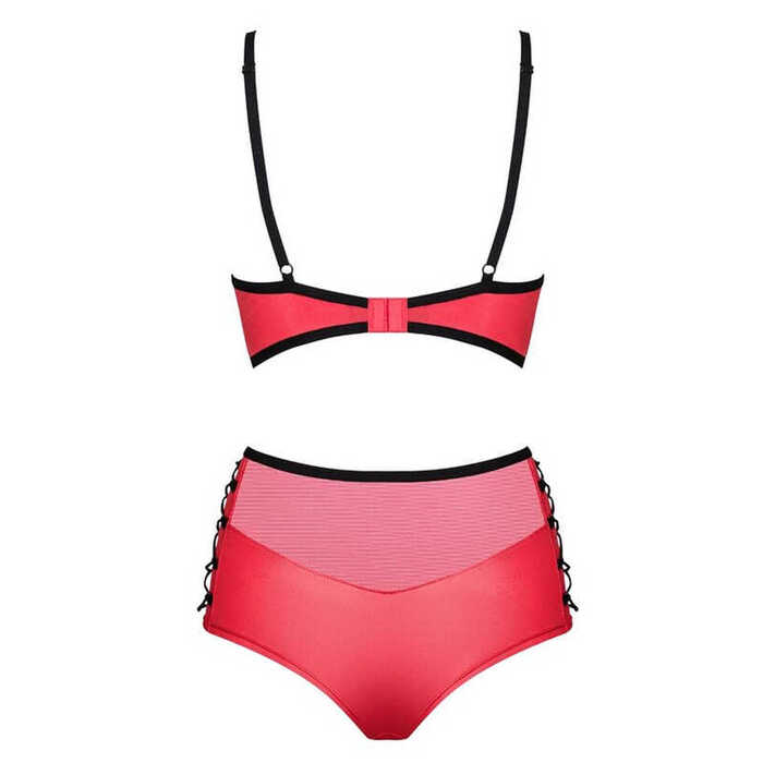 Комплект красный Obsessive Leatheria с контрастным черным кантом, S/M