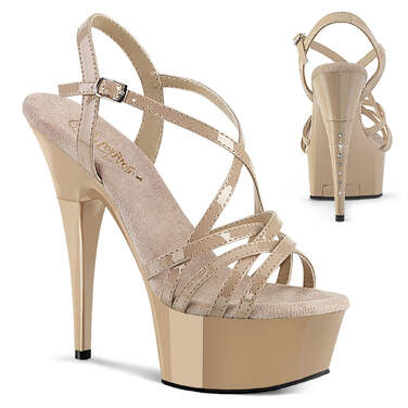 Босоножки Captiva-613, каблук 6 дюймов, босоножкии с перекрещивающимися ремешками PF шириной 1 3/4 дюйма, с RS на пятке, лакированная кожа телесного цвета