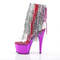 Чоботи Pleaser Adore-1017RSF **7-дюймовий каблук, 2 3/4-дюймові черевики до щиколотки з відкритим носком/каблуком, зі шнурівкою та бахромою, прозорі/рожеві**