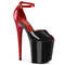 Босоножки Pleaser Flamingo-868, каблук 8 дюймов, 4-дюймовый PF, закрытый задник, ремешок на щиколотке, черно-красный