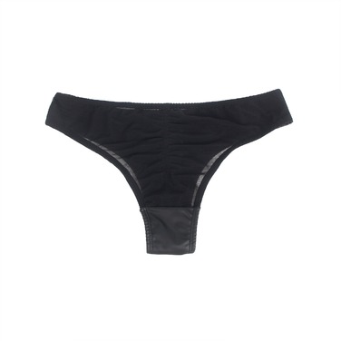 Труси на блискавці StarNight з екошкіри, чорні, L