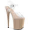 Босоніжки Pleaser Flamingo-808 на підборах 8 дюймів, босоніжки з ремінцем на щиколотці 4 дюйми, прозорі/тілові