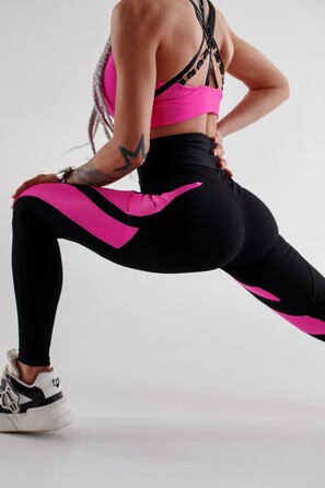 Легінси FZ Black V-Belt Leggings with Pink Shiny Inserts